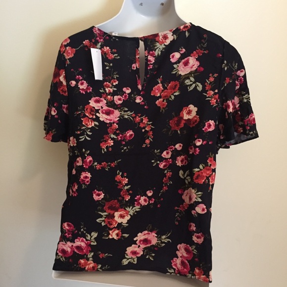 Socialite Women’s Floral Blouse Short Sleeve - Picture 4 of 5